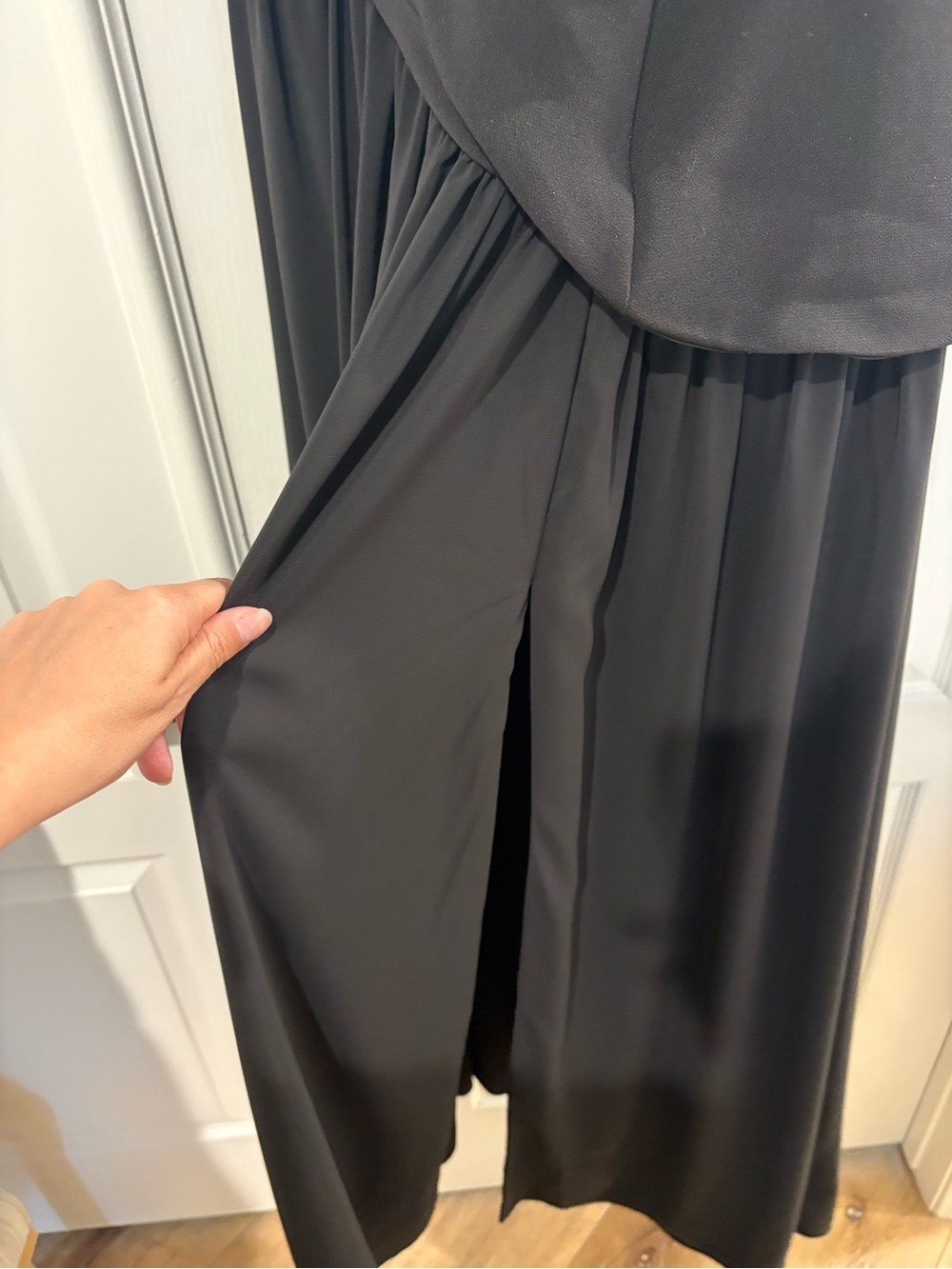Elegant Black Maxi Dress with Draped Scarf - Picture 7 of 10